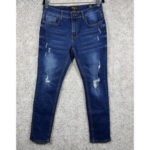 Ring of Fire Jeans Men 31x30 Slim Straight Distressed Whiskered Denim Pants